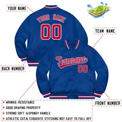 Royal Red-White Soldier Full-Snap Varsity Letterman Jacket 2