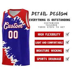 Royal Red-White Sparkle Pattern Basketball Kits 2