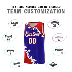 Royal Red-White Sparkle Pattern Basketball Kits 4