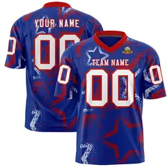 Royal Red White Star Graffiti Authentic Football Jersey 1