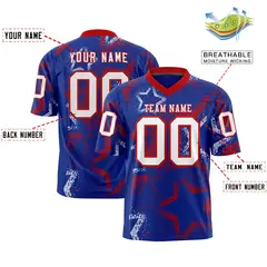 Royal Red White Star Graffiti Authentic Football Jersey 2