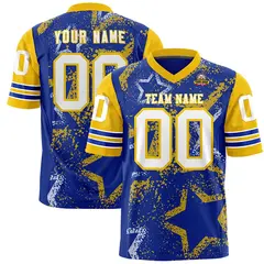 Royal Red White Star Pattern Authentic Football Jersey 1