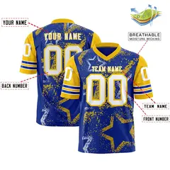 Royal Red White Star Pattern Authentic Football Jersey 2