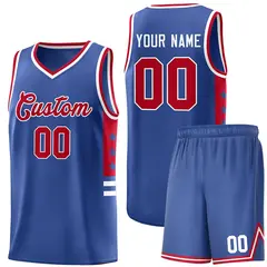 Royal Red-White Star Pattern Sports Basketball Jersey