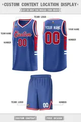 Royal Red-White Star Pattern Sports Basketball Jersey 2