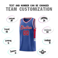 Royal Red-White Star Pattern Sports Basketball Jersey 3