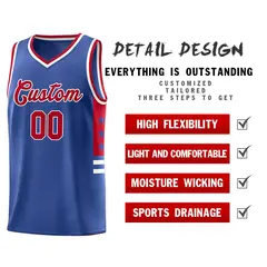 Royal Red-White Star Pattern Sports Basketball Jersey 4