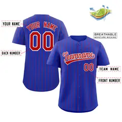 Royal Red-White Stripe Authentic Fashion Baseball Jersey 2