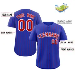 Royal Red-White Stripe Authentic Fashion Baseball Jersey 2