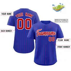 Royal Red-White Stripe Authentic Fashion Baseball Jersey 2