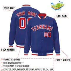 Royal Red-White Stripe Letterman Bomber Varsity Jacket 2
