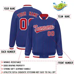 Royal Red-White Stripe Letterman Bomber Varsity Jacket 2