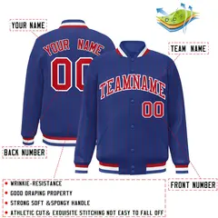 Royal Red-White Stripe Letterman Bomber Varsity Jacket 2