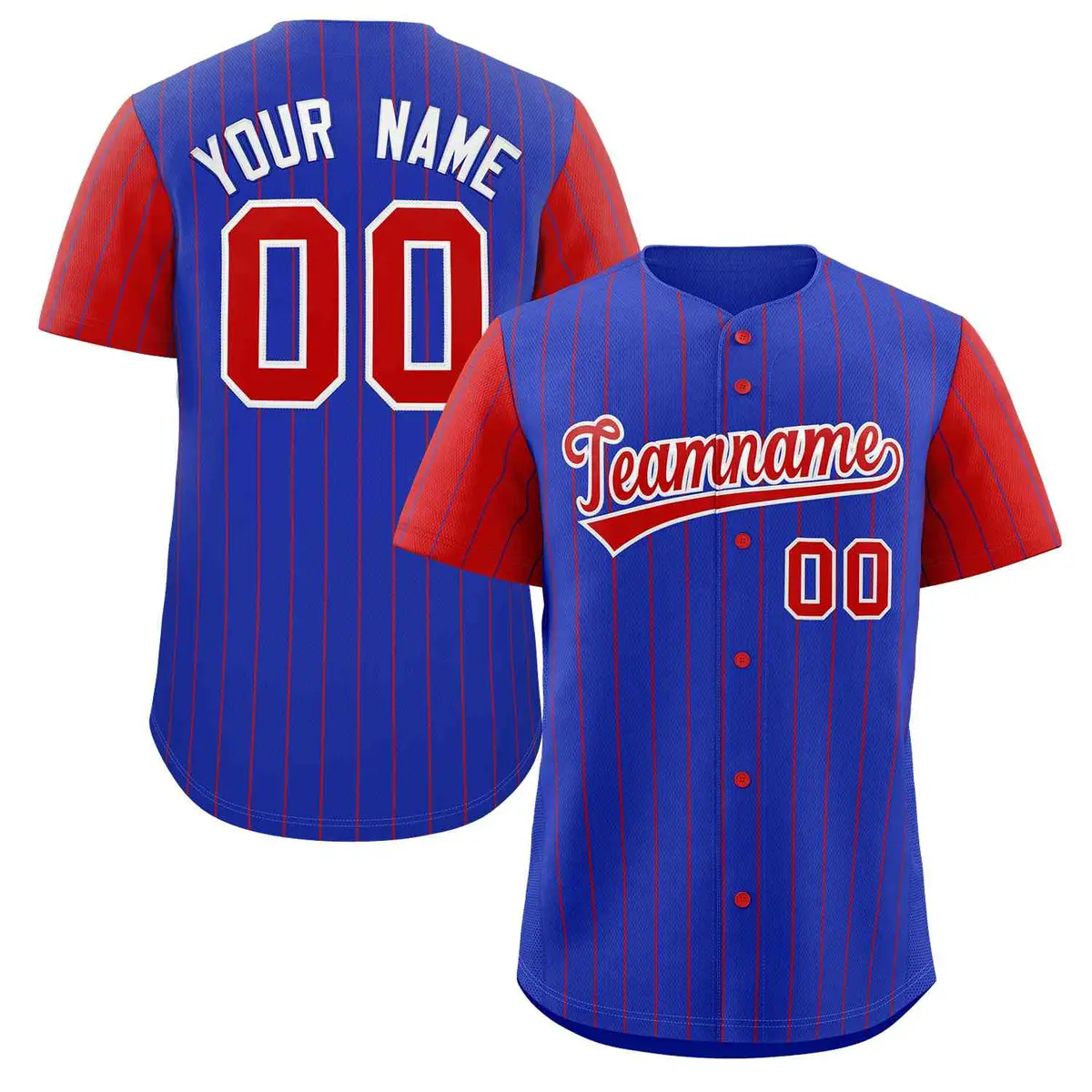 Royal Red-White Stripe Raglan Baseball Jersey