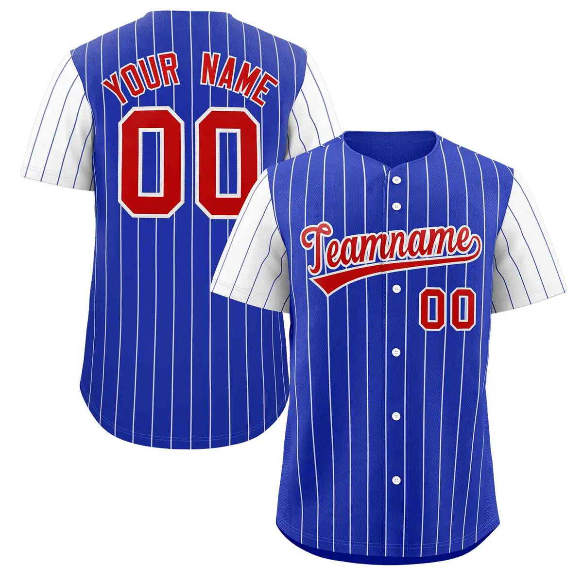 Royal Red-White Stripe Raglan Baseball Jersey