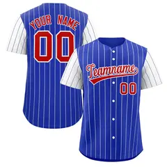 Royal Red-White Stripe Raglan Baseball Jersey