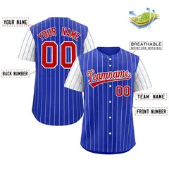 Royal Red-White Stripe Raglan Baseball Jersey 2