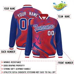 Royal Red-White Tie Dye Graffiti Varsity Letterman Jacket 2