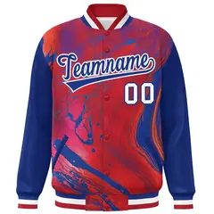 Royal Red-White Tie Dye Graffiti Varsity Letterman Jacket 3
