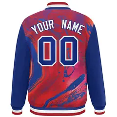 Royal Red-White Tie Dye Graffiti Varsity Letterman Jacket 4