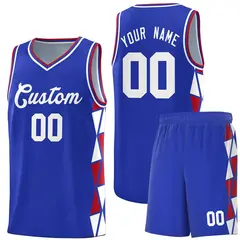 Royal Red-White Triangle Splicing Basketball Jersey 1