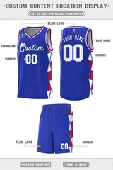 Royal Red-White Triangle Splicing Basketball Jersey 2