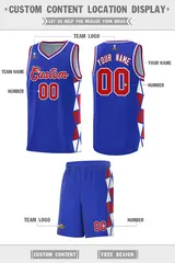 Royal Red-White Triangle Splicing Basketball Jersey 2