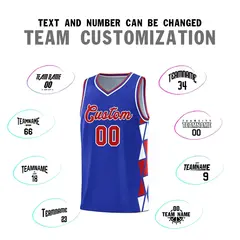 Royal Red-White Triangle Splicing Basketball Jersey 3