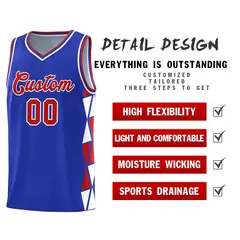 Royal Red-White Triangle Splicing Basketball Jersey 4