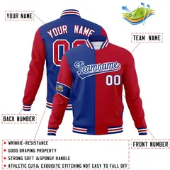Royal Red-White Two Tone Full-Snap Letterman Varsity Jacket 4