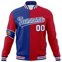 Royal Red-White Two Tone Full-Snap Letterman Varsity Jacket 5