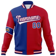 Royal Red-White Two Tone Full-Snap Letterman Varsity Jacket 5