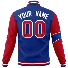 Royal Red-White Two Tone Full-Snap Letterman Varsity Jacket 6