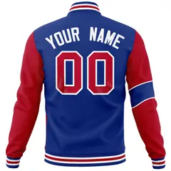 Royal Red-White Two Tone Full-Snap Letterman Varsity Jacket 6