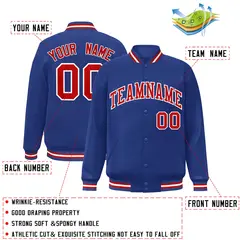 Royal Red-White Two Tone Varsity Full-Snap Letterman Jacket 2