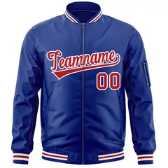 Royal Red-White Varsity Full-Zip Letterman Bomber Jacket 3