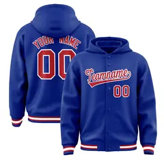 Royal Red-White Varsity Letterman Classic Hoodie Jacket 1