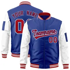 Royal Red-White Varsity Raglan Letterman Bomber Jacket