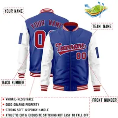 Royal Red-White Varsity Raglan Letterman Bomber Jacket 2