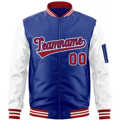 Royal Red-White Varsity Raglan Letterman Bomber Jacket 3