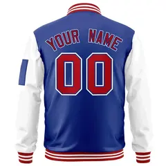 Royal Red-White Varsity Raglan Letterman Bomber Jacket 4