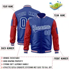 Royal Red-White Varsity Raglan Letterman Bomber Jacket 2