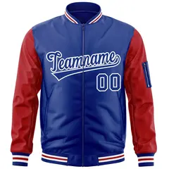 Royal Red-White Varsity Raglan Letterman Bomber Jacket 3