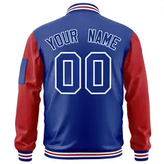Royal Red-White Varsity Raglan Letterman Bomber Jacket 4