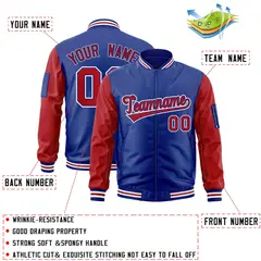 Royal Red-White Varsity Raglan Letterman Bomber Jacket 2