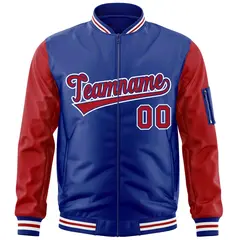 Royal Red-White Varsity Raglan Letterman Bomber Jacket 3