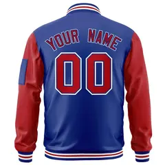 Royal Red-White Varsity Raglan Letterman Bomber Jacket 4