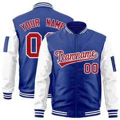 Royal Red-White Varsity Raglan Letterman Bomber Jacket 1