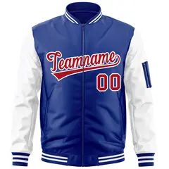 Royal Red-White Varsity Raglan Letterman Bomber Jacket 3