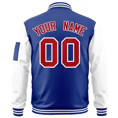 Royal Red-White Varsity Raglan Letterman Bomber Jacket 4